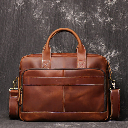 Women's & Men's Leather For Crazy Horse Large Capacity Men's Briefcases