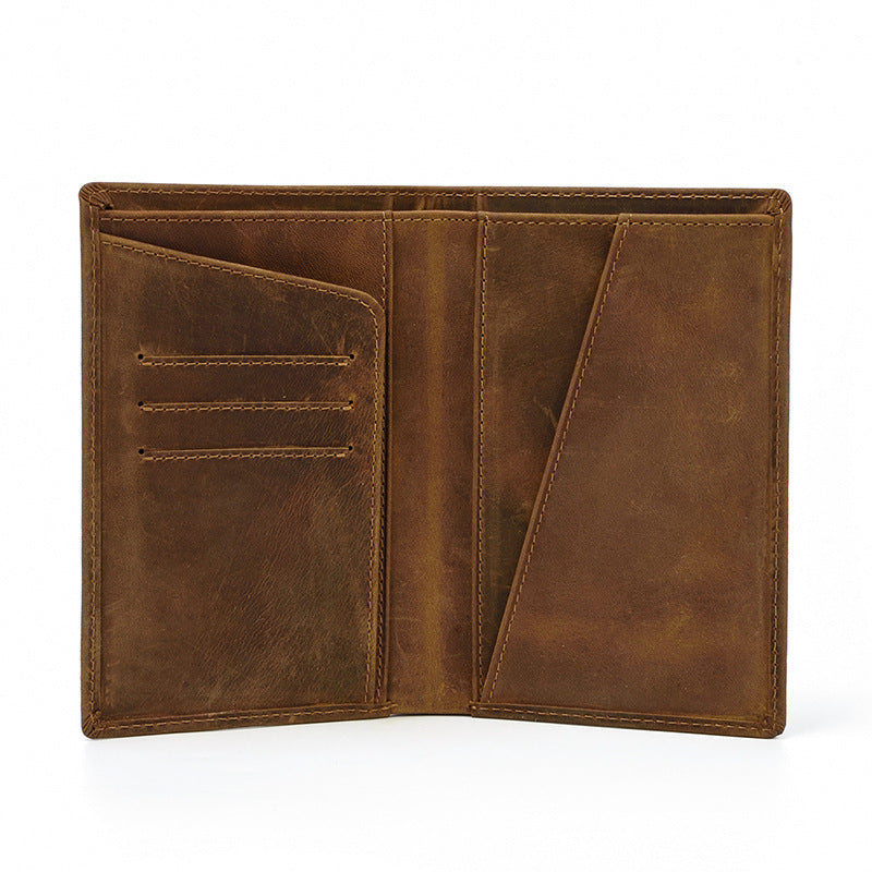 Men's Passport Wrapper Crazy Horse Vintage Genuine Men's Wallets
