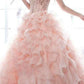 Juliet 1418 Cinderella Ball Gown Organza Ruffle Skirt Beaded Corset Bodice