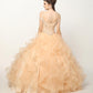 Juliet 1421 Cinderella Ball Gown Ruffled Tulle Cold Shoulder Embroidered Bodice