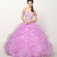 Juliet 1421 Cinderella Ball Gown Ruffled Tulle Cold Shoulder Embroidered Bodice