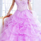 Juliet 1421 Cinderella Ball Gown Ruffled Tulle Cold Shoulder Embroidered Bodice