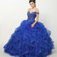 Juliet 1421 Cinderella Ball Gown Ruffled Tulle Cold Shoulder Embroidered Bodice
