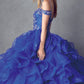 Juliet 1421 Cinderella Ball Gown Ruffled Tulle Cold Shoulder Embroidered Bodice