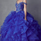 Juliet 1421 Cinderella Ball Gown Ruffled Tulle Cold Shoulder Embroidered Bodice