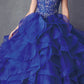 Juliet 1421 Cinderella Ball Gown Ruffled Tulle Cold Shoulder Embroidered Bodice