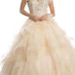 Juliet 1423 A-Line Princess Ball Gown Ruffled Tiered Tulle with Jacket
