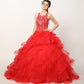 Juliet 1423 A-Line Princess Ball Gown Ruffled Tiered Tulle with Jacket