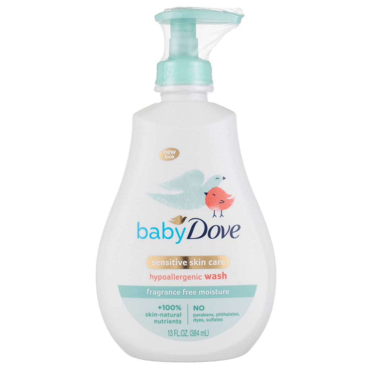 Dove Baby Jabón Líquido de Pies a Cabeza Piel Sensible 13 Onzas con Dosificador (384ml) (Paquete de 6)