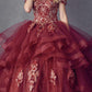 Juliet 1432 Dress Quinceanera Ball Gown Metallic Embroidery Glitter Tulle