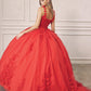 Vestido de quinceañera Juliet 1437 de gala con aplicaciones florales y flores 3D