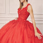 Vestido de quinceañera Juliet 1437 de gala con aplicaciones florales y flores 3D