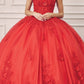 Vestido de quinceañera Juliet 1437 de gala con aplicaciones florales y flores 3D
