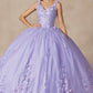 Vestido de quinceañera Juliet 1437 de gala con aplicaciones florales y flores 3D