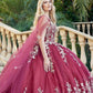 Juliet 1442 Long 3D Butterfly Appliques Strapless Bodice Cape Quinceanera Dress