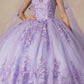 Juliet 1442 Long 3D Butterfly Appliques Strapless Bodice Cape Quinceanera Dress