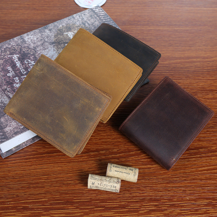 Men's First Layer Crazy Horse Cowhide Vintage Men's Wallets