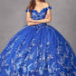Juliet 1447 Long 3D Floral Appliques Off Shoulder Poofy Ball Gown