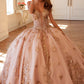 Vestido de fiesta quinceañera Juliet JT1485J estilo Cenicienta con hombros descubiertos