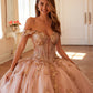 Vestido de fiesta quinceañera Juliet JT1485J estilo Cenicienta con hombros descubiertos