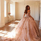Vestido de fiesta quinceañera Juliet JT1485J estilo Cenicienta con hombros descubiertos