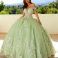Vestido de fiesta quinceañera Juliet JT1485J estilo Cenicienta con hombros descubiertos