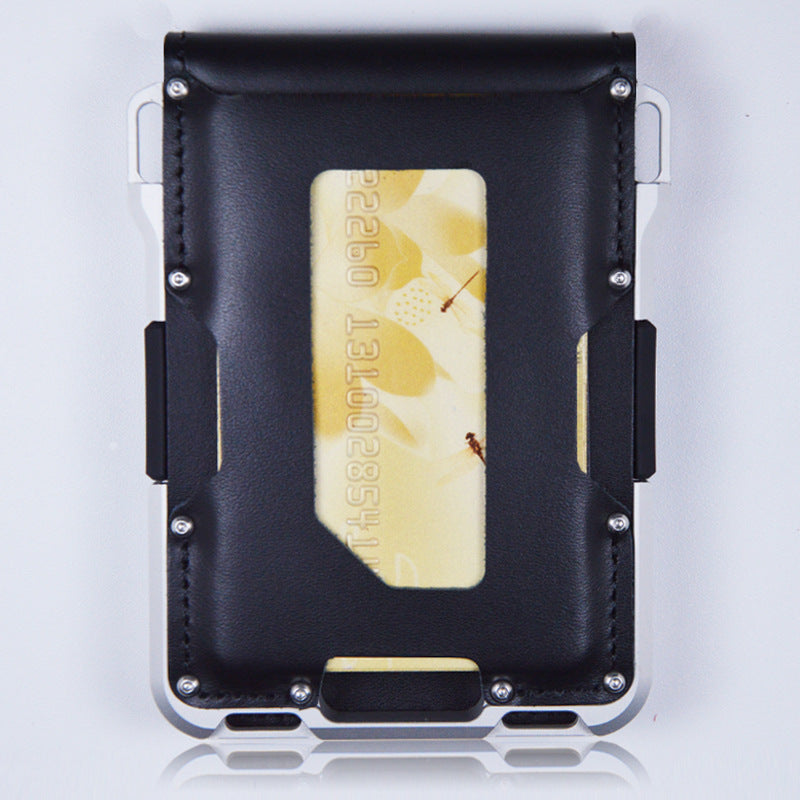 Men's Metal Aluminum Alloy Multifunctional Leather Credit Card Holder