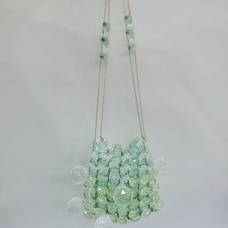 Women's Acrylic Crystal Handmade Beaded Copper Chain Crossbody Bags