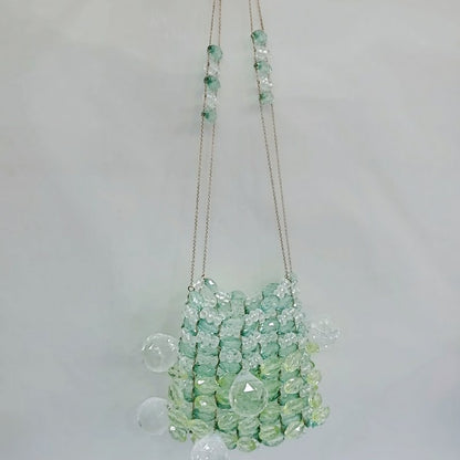 Women's Acrylic Crystal Handmade Beaded Copper Chain Crossbody Bags