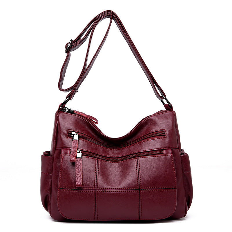 Women's Korean Embroidery Stitching Mother Simple Generous Shoulder Bags