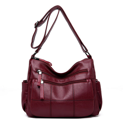 Women's Korean Embroidery Stitching Mother Simple Generous Shoulder Bags