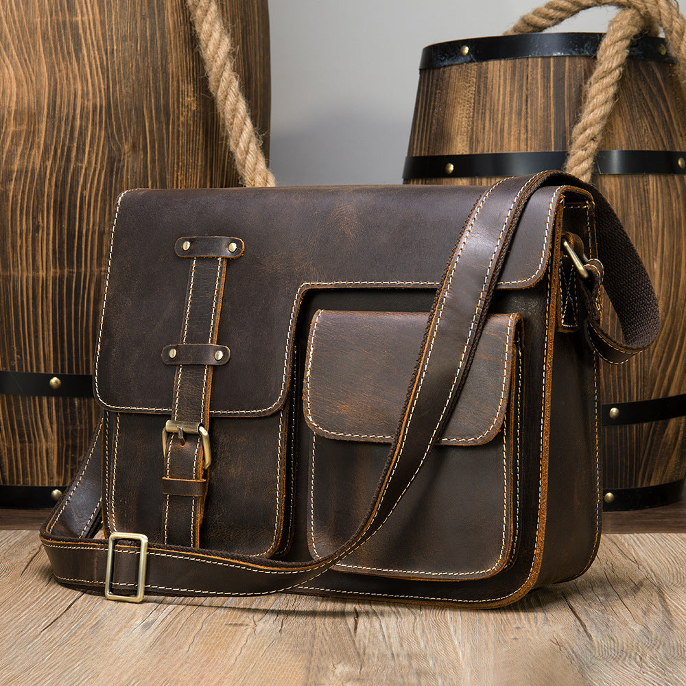 Men's Vintage Crazy Horse Leather First Layer Men's Shoulder Bags