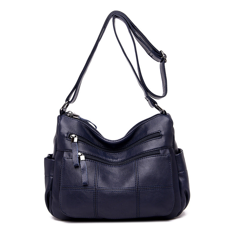 Women's Korean Embroidery Stitching Mother Simple Generous Shoulder Bags