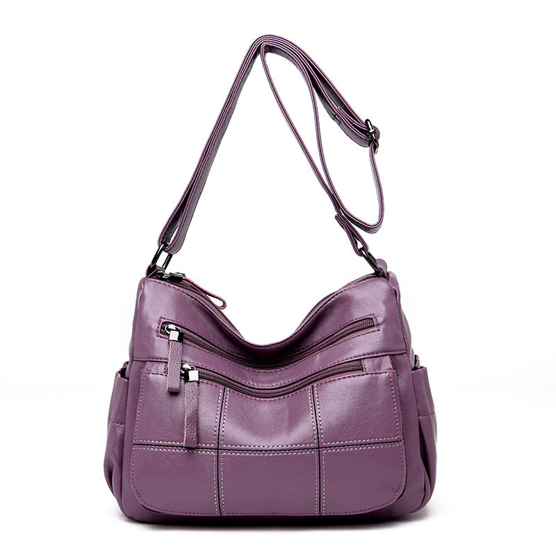 Women's Korean Embroidery Stitching Mother Simple Generous Shoulder Bags