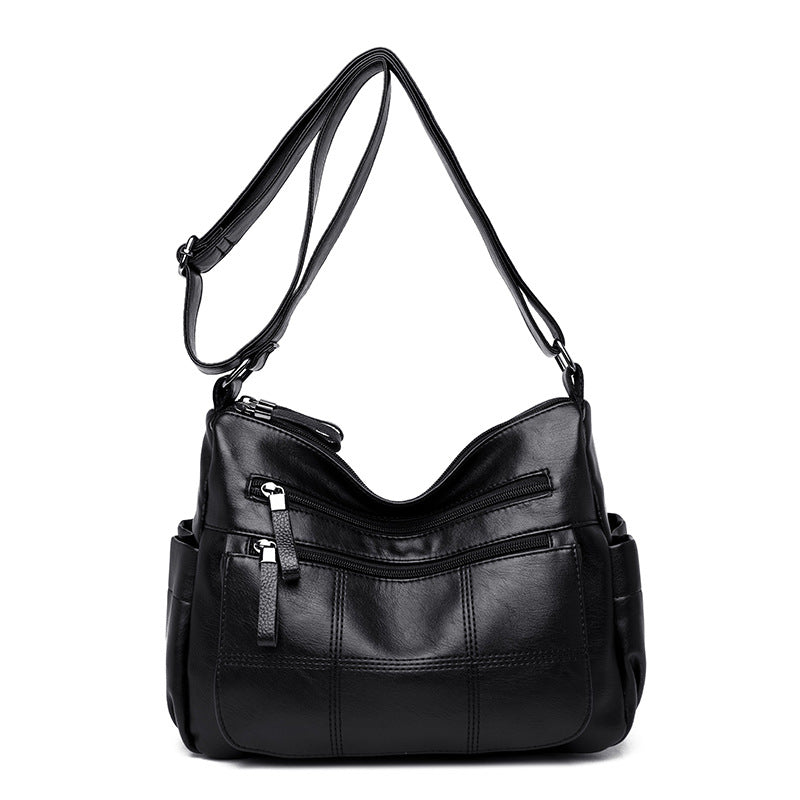 Women's Korean Embroidery Stitching Mother Simple Generous Shoulder Bags
