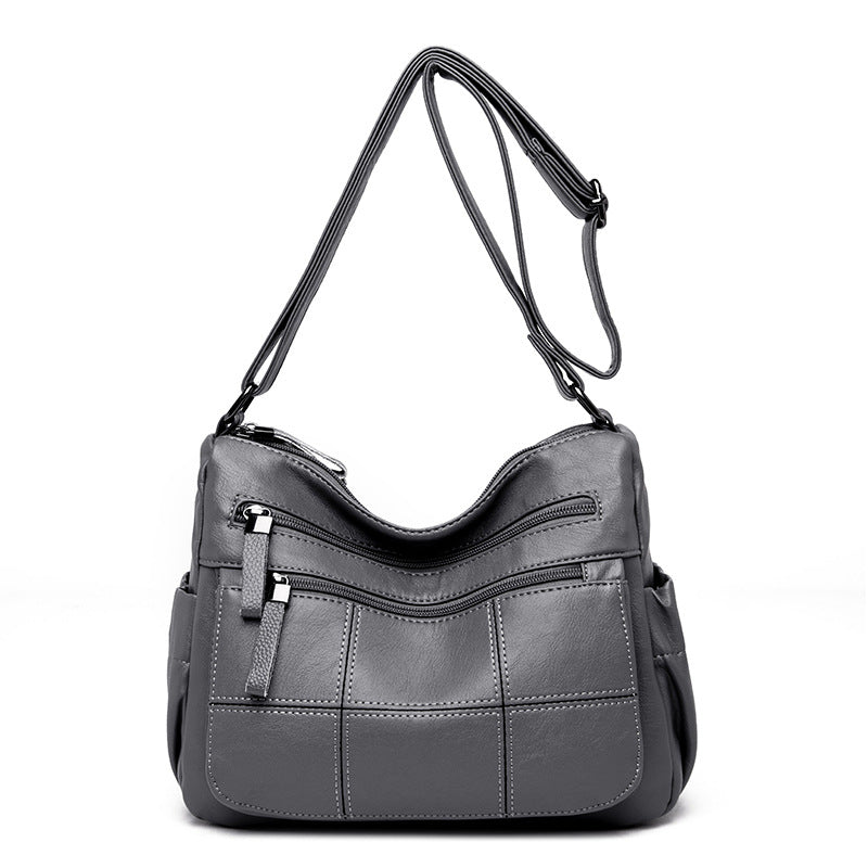 Women's Korean Embroidery Stitching Mother Simple Generous Shoulder Bags