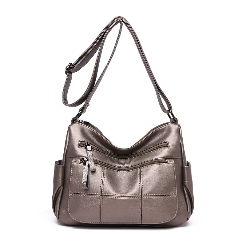 Women's Korean Embroidery Stitching Mother Simple Generous Shoulder Bags