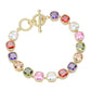 14K Gold Plated Square CZ Stone Link Evening Toggle Bracelet