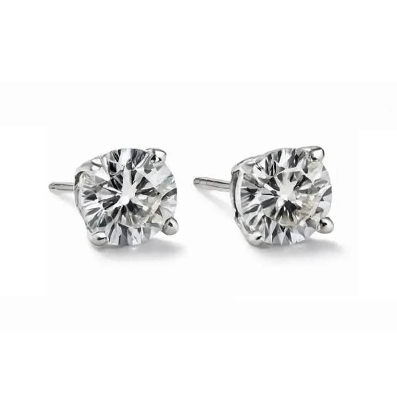 Pendientes de botón de diamante cultivado en laboratorio de oro blanco macizo de 14 quilates y 10,00 ct, redondos y con certificación IGI