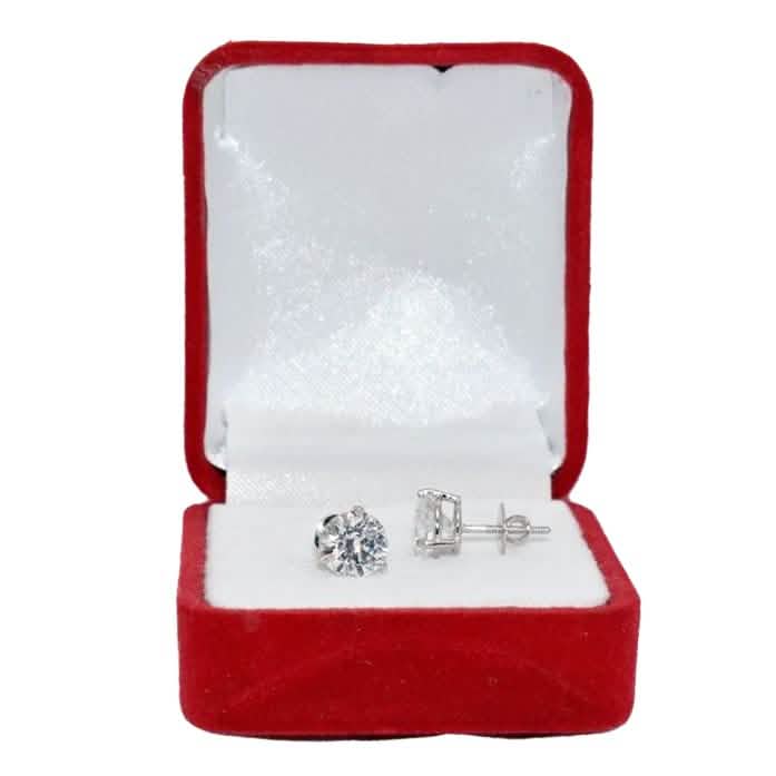Pendientes de Oro Blanco de 14K con Diamantes Redondos Cultivados en Laboratorio Certificados por IGI de 1.80 Ct