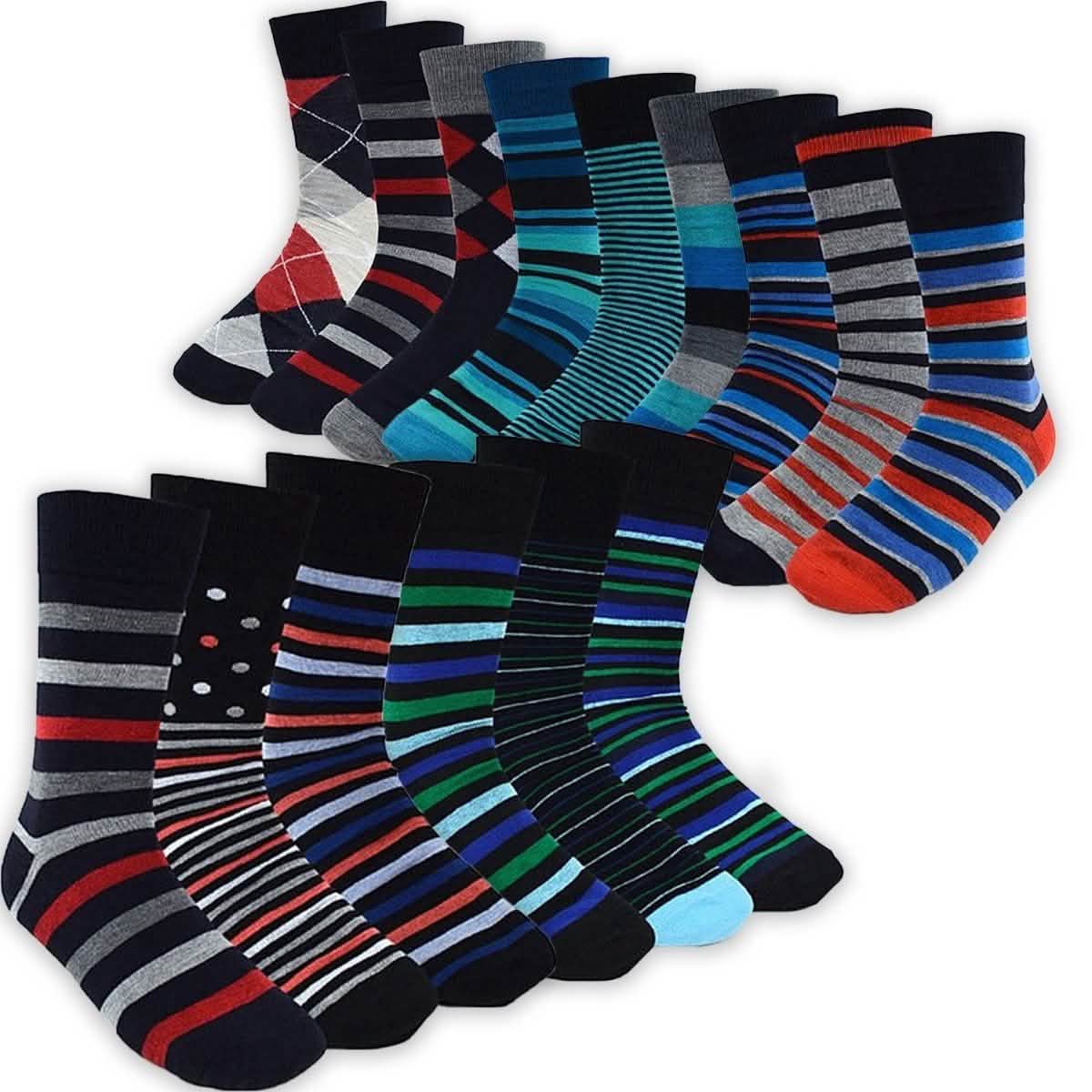 15 Pares: Calcetines estampados de fantasía para hombre (Parquet)