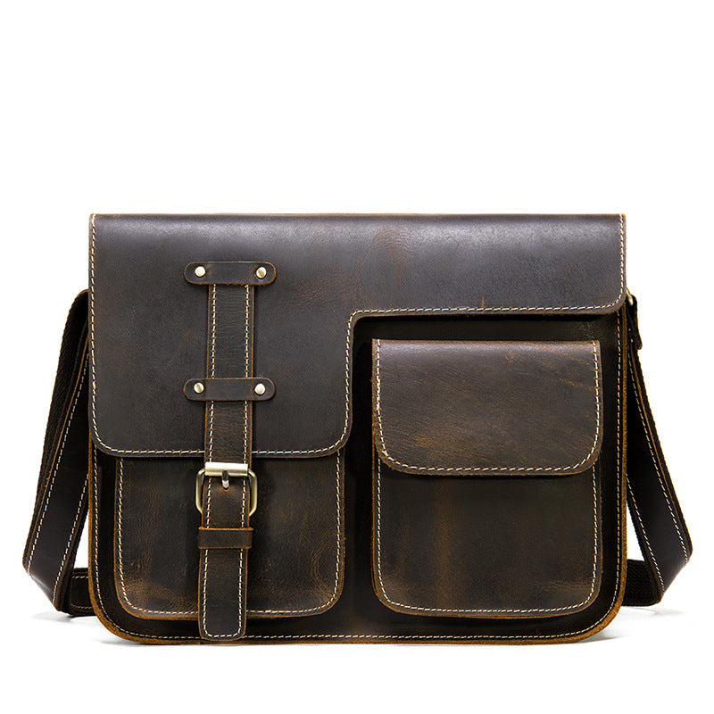 Men's Vintage Crazy Horse Leather First Layer Men's Shoulder Bags