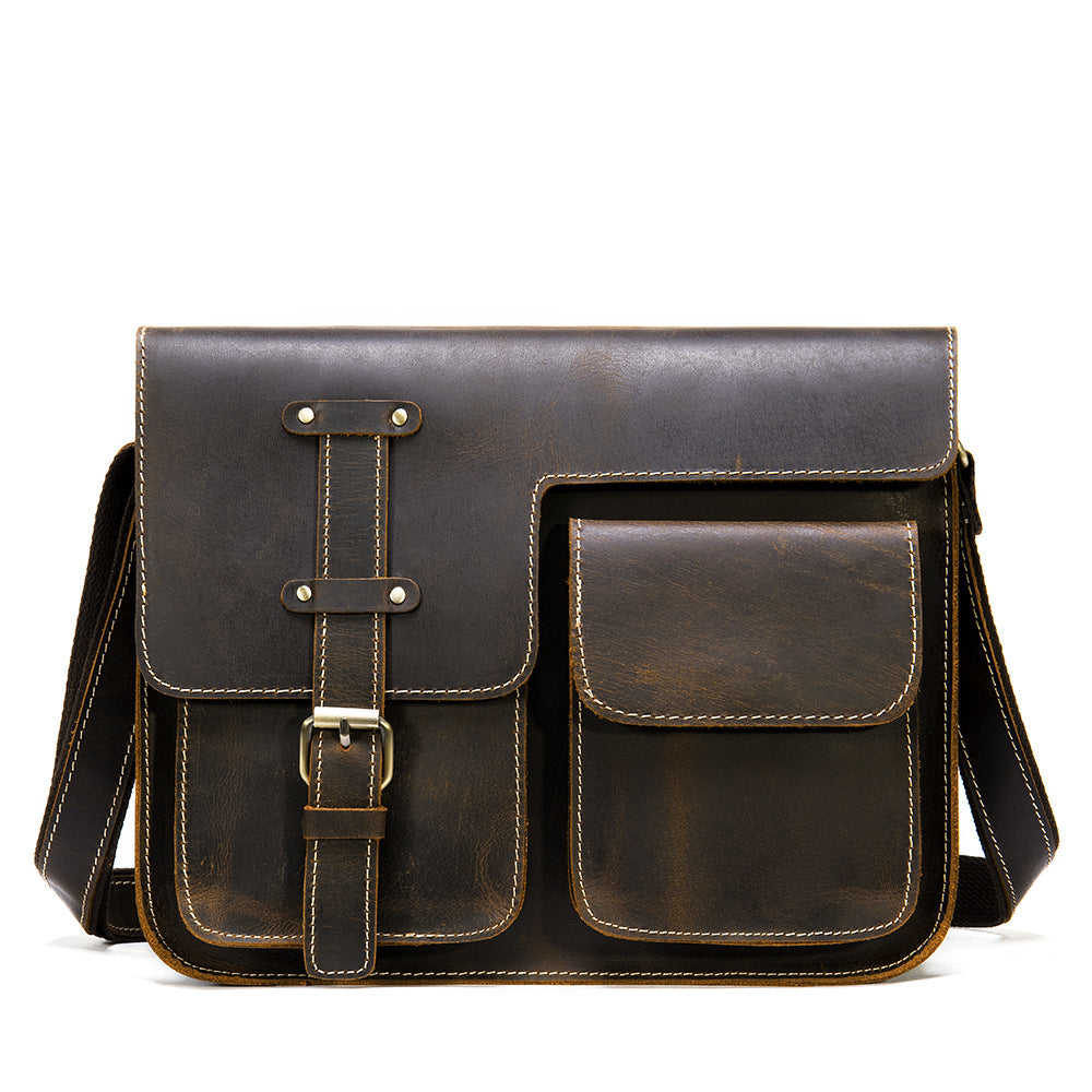 Men's Vintage Crazy Horse Leather First Layer Men's Shoulder Bags