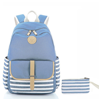 Women's Striped Canvas Large Capacity Computer Backpacks