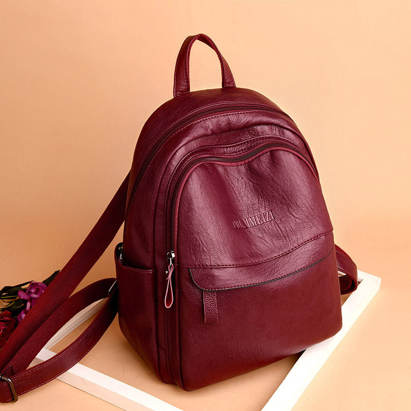Women's Large Capacity Western Style Soft Leather Backpacks