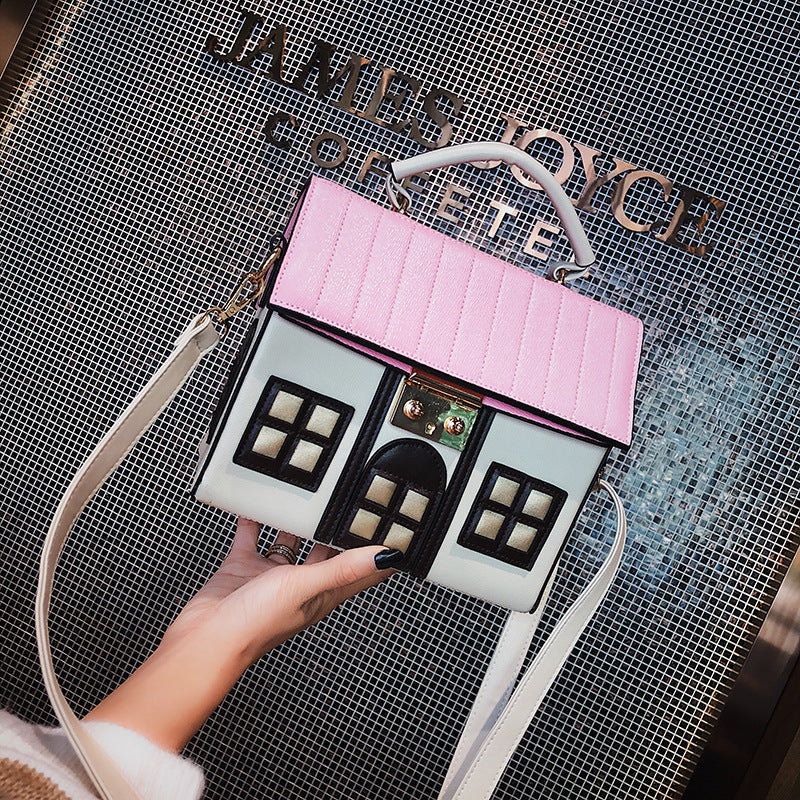 Women's Contrast Color Creative Funny House Personality Shoulder Bags