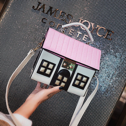 Women's Contrast Color Creative Funny House Personality Shoulder Bags