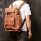 Men's Leather Crazy Horse Mountain Climbing Large Backpacks