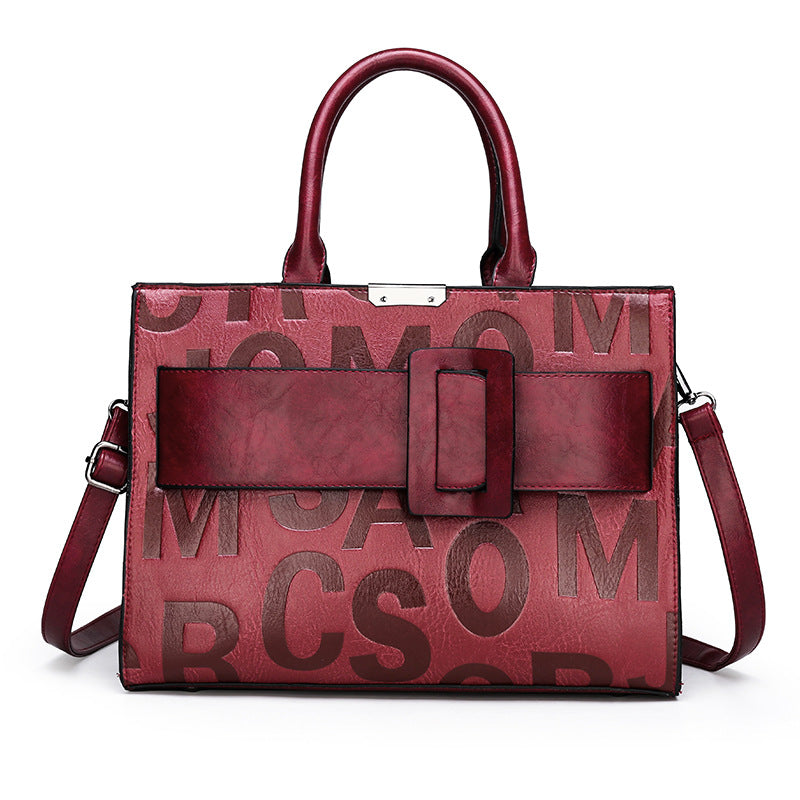 Women's Fashion Letter Pattern Portable Embossed Handbags