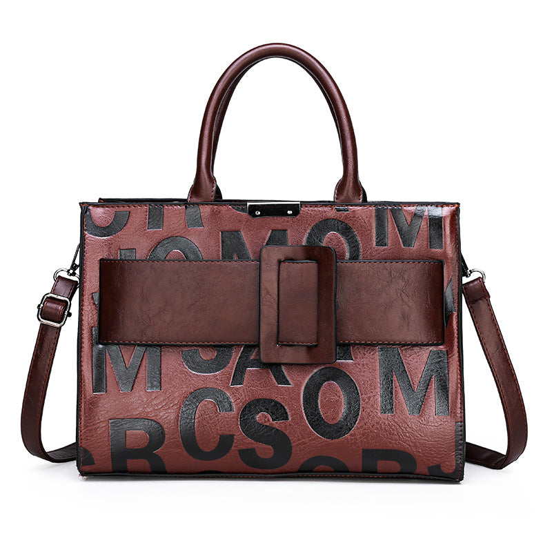 Women's Fashion Letter Pattern Portable Embossed Handbags